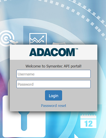  Application interface ADACOM with Symantec